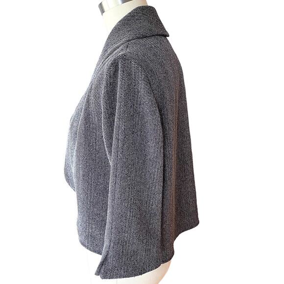 INSIGHT Short Black Herringbone Wrap Blazer Bolero Jacket ~ Women's Size 10 - Picture 3 of 3